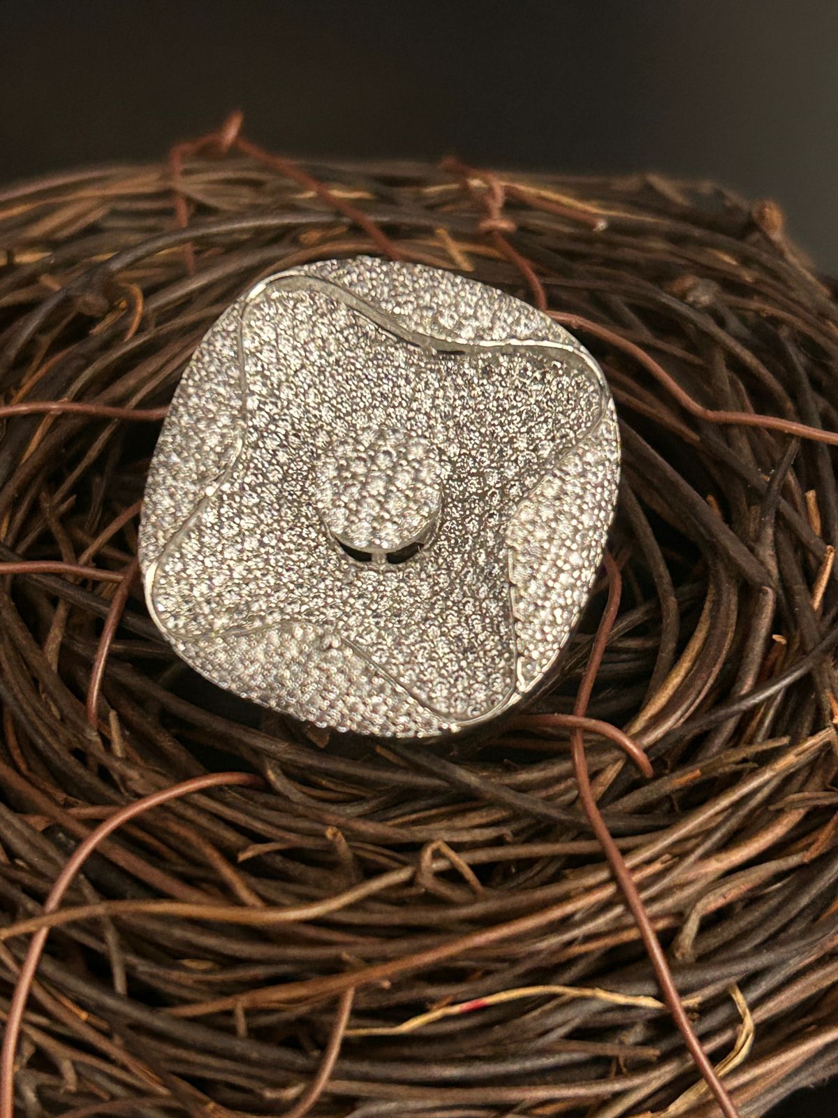 Luxury Diamond Pave Statement Ring – Designer Adjustable Cocktail Jewellery